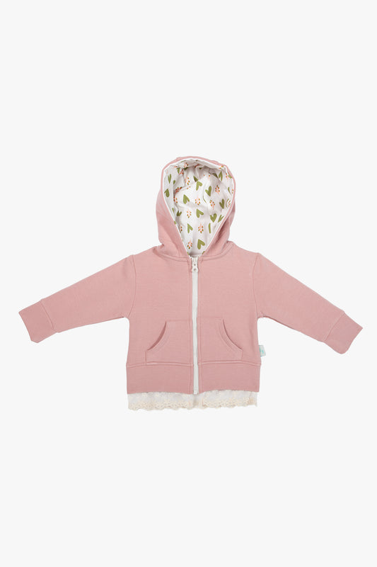 Pamuklu pudra bebek eşofman seti - detay görünümü