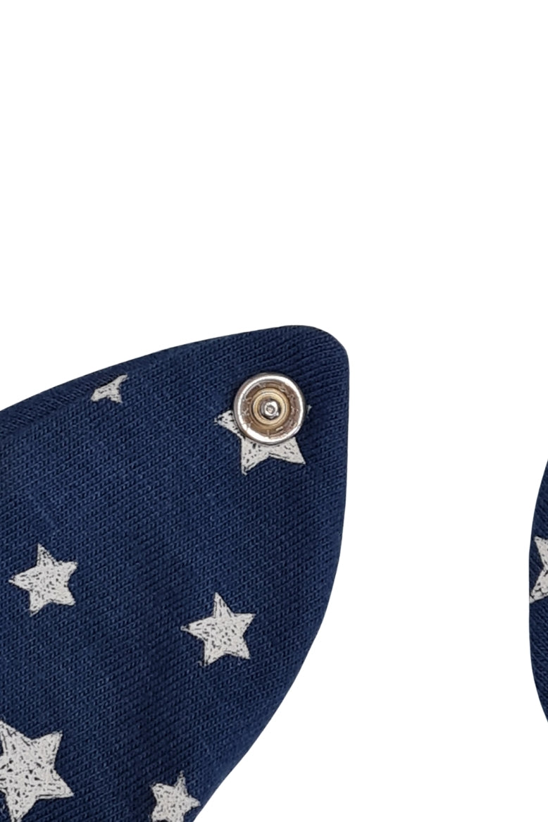 Premium Su Geçirmez Bandana Önlük | Cilt Dostu Penye & YKK Çıtçıt (Lacivert yıldız)