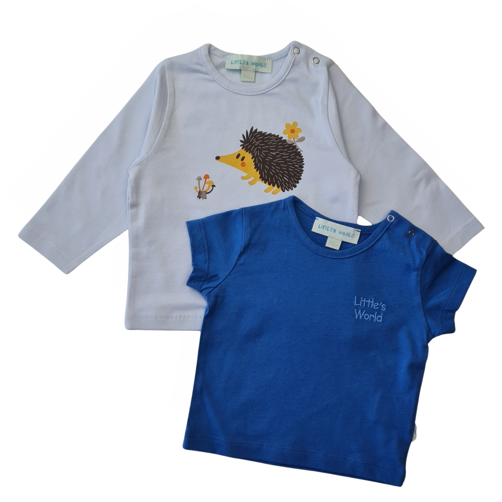 İkili Bebek Kirpi Tişört Takımı Mavi - Pamuklu 0-24 Ay | Little's World