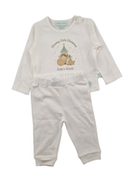 Pamuklu ekru bebek alt üst takım - detay görünümü
