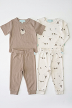 4 'li Pijama Takımı| Little's World Minik Kuzu ve Fildişi Latte