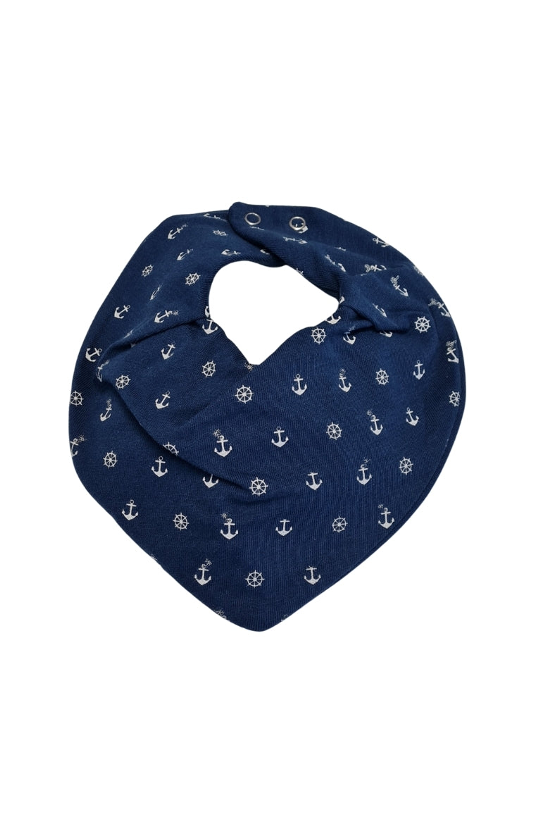 Premium Su Geçirmez Bandana Önlük | Cilt Dostu Penye & YKK Çıtçıt (Lacivert çapa)