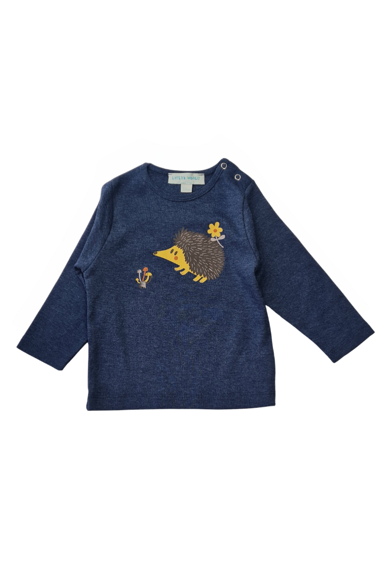 İkili Bebek Kirpi Tişört Takımı Lacivert - Pamuklu 0-24 Ay | Little's World