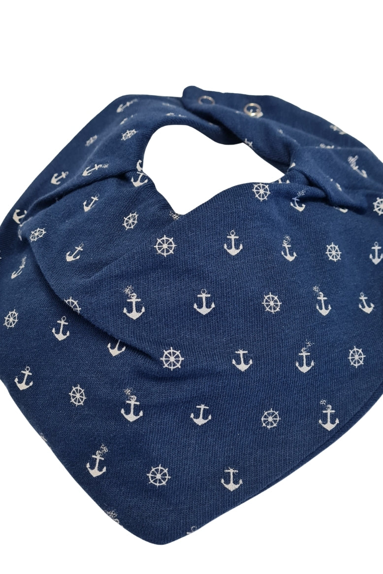 Premium Su Geçirmez Bandana Önlük | Cilt Dostu Penye & YKK Çıtçıt (Lacivert çapa)