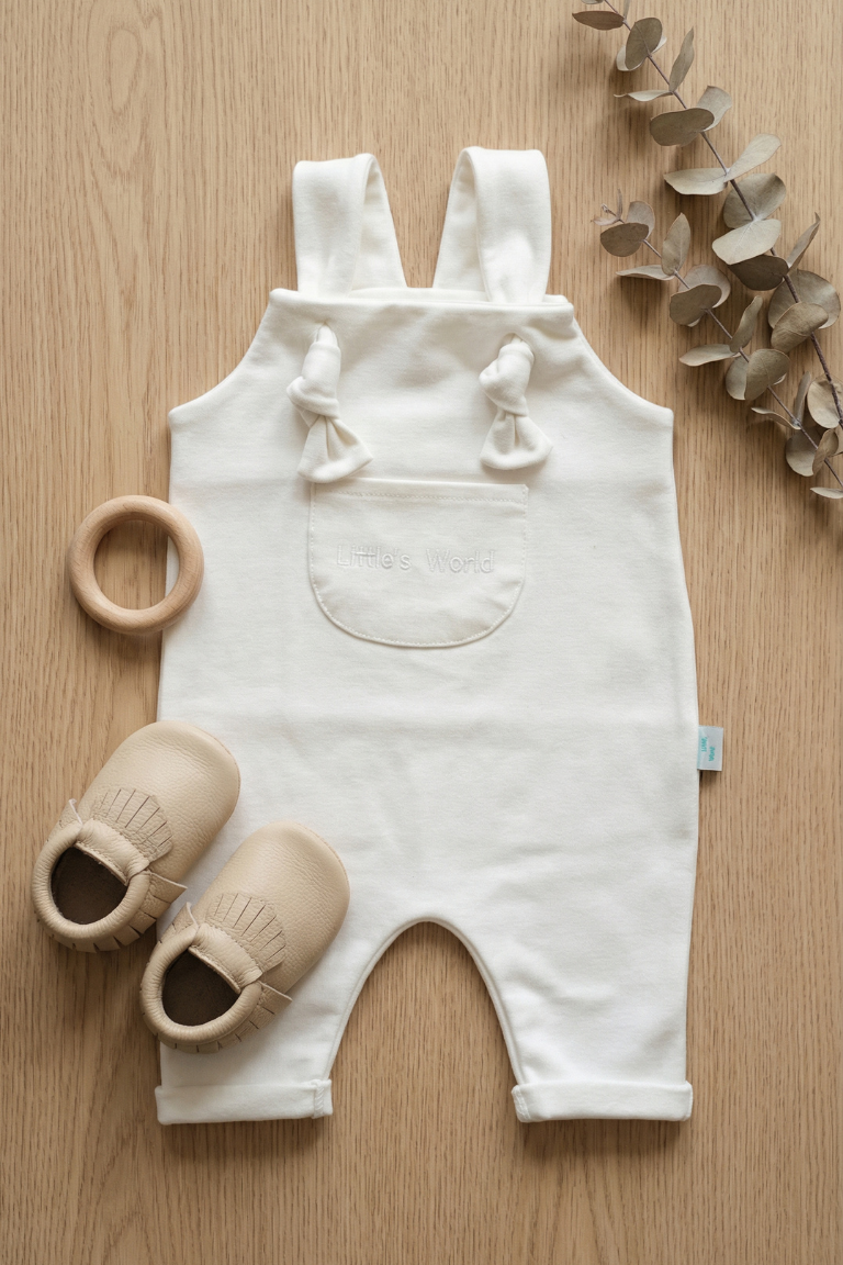 İlikli Bebek Salopet Krem  | Little's World