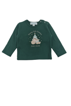 Pamuklu çam yeşili bebek alt üst takım - detay görünümü