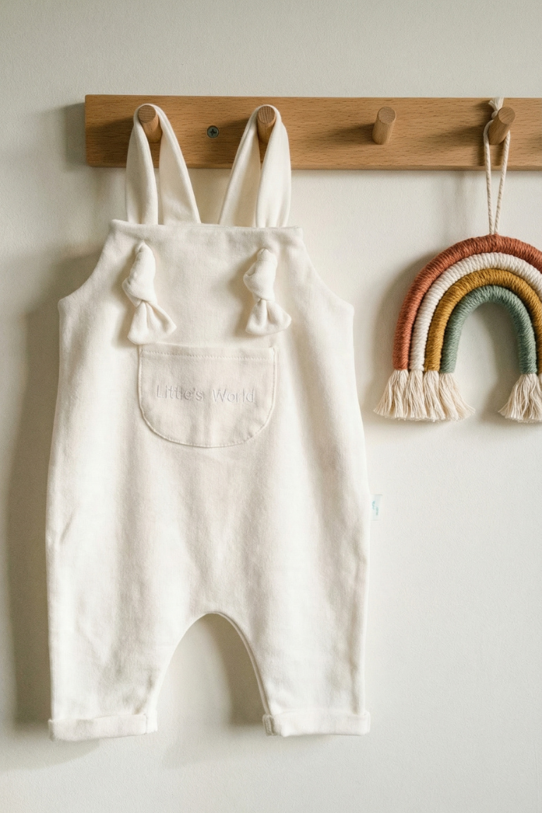 İlikli Bebek Salopet Krem  | Little's World