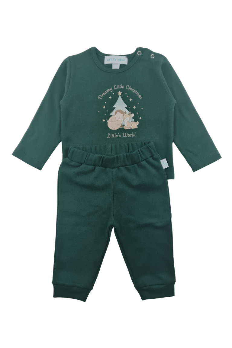 Yeni yıl koleksiyonu çam yeşili bebek takımı - ön görünüm