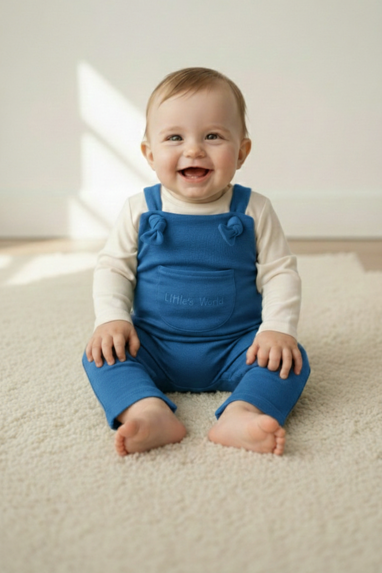 İlikli Bebek Salopet Mavi-  Little's World