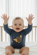 İkili Bebek Kirpi Tişört Takımı Lacivert - Pamuklu 0-24 Ay | Little's World