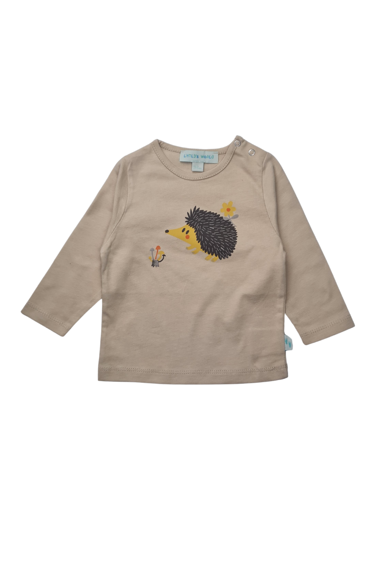 İkili Bebek Kirpi Tişört Takımı Sütlü Kahve - Pamuklu 0-24 Ay | Little's World