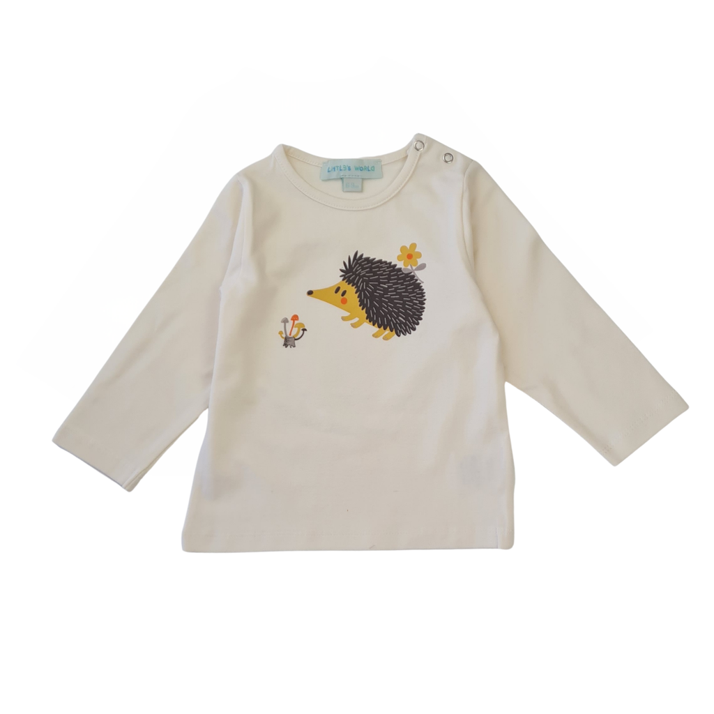 İkili Bebek Kirpi Tişört Takımı Ekru - Pamuklu 0-24 Ay | Little's World