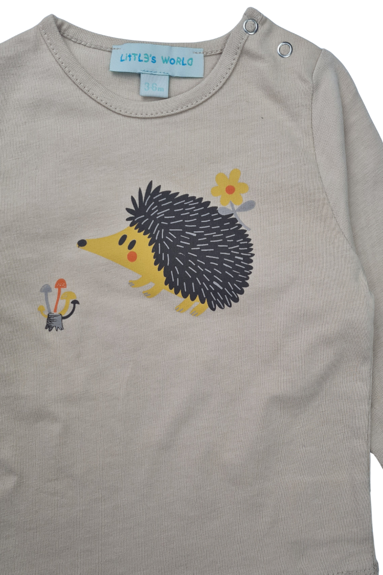 İkili Bebek Kirpi Tişört Takımı Sütlü Kahve - Pamuklu 0-24 Ay | Little's World