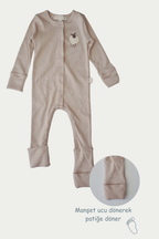 Patikli ve Eldivenli Tulum| Little's World Minik Kuzu Fildişi Latte