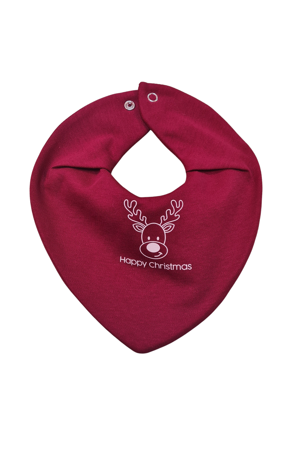 Premium Su Geçirmez Bandana Önlük | Cilt Dostu Penye & YKK Çıtçıt  Yılbaşı Geyik Bordo