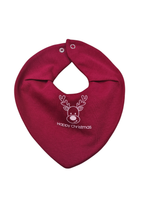 Premium Su Geçirmez Bandana Önlük | Cilt Dostu Penye & YKK Çıtçıt  Yılbaşı Geyik Bordo