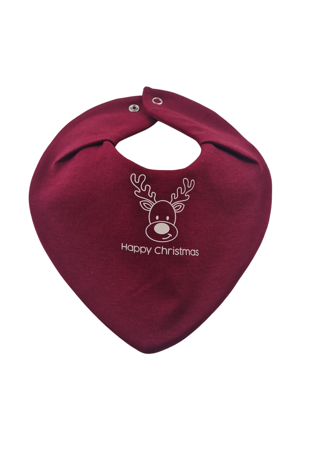 Premium Su Geçirmez Bandana Önlük | Cilt Dostu Penye & YKK Çıtçıt  Yılbaşı Geyik Bordo