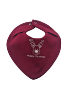 Premium Su Geçirmez Bandana Önlük | Cilt Dostu Penye & YKK Çıtçıt  Yılbaşı Geyik Bordo