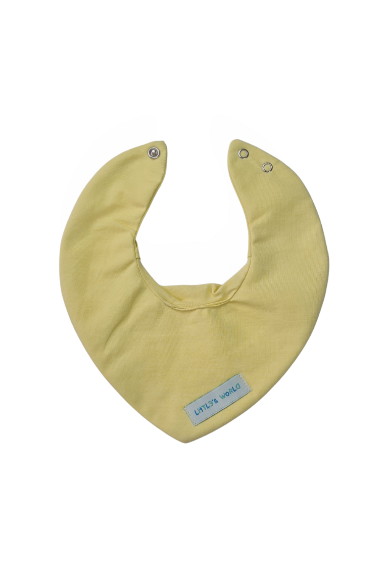 3'lü  Premium Su Geçirmez Bandana Önlük Set | Cilt Dostu Penye & YKK Çıtçıt Little's World Nakışlı Mimoza,Light Yellow ,Pink