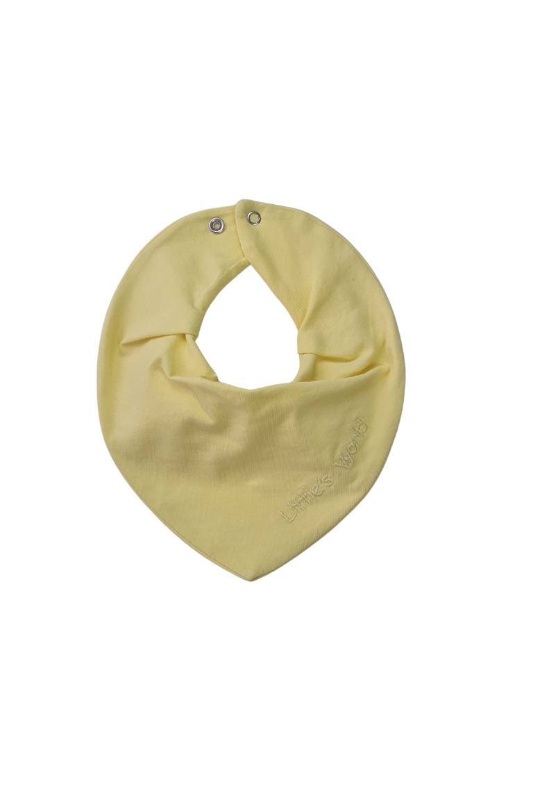 3'lü  Premium Su Geçirmez Bandana Önlük Set | Cilt Dostu Penye & YKK Çıtçıt Little's World Nakışlı Mimoza,Light Yellow ,Pink
