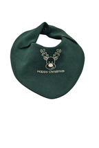 Premium Su Geçirmez Bandana Önlük | Cilt Dostu Penye & YKK Çıtçıt  Yılbaşı Geyik Çam Yeşili