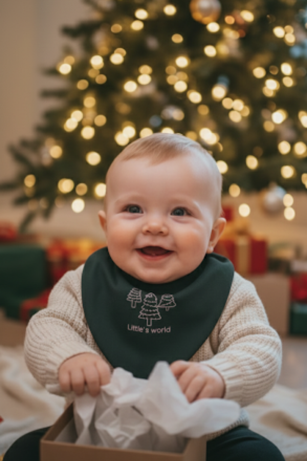 Premium Su Geçirmez Bandana Önlük | Cilt Dostu Penye & YKK Çıtçıt  Yılbaşı Ağaç Çam Yeşili