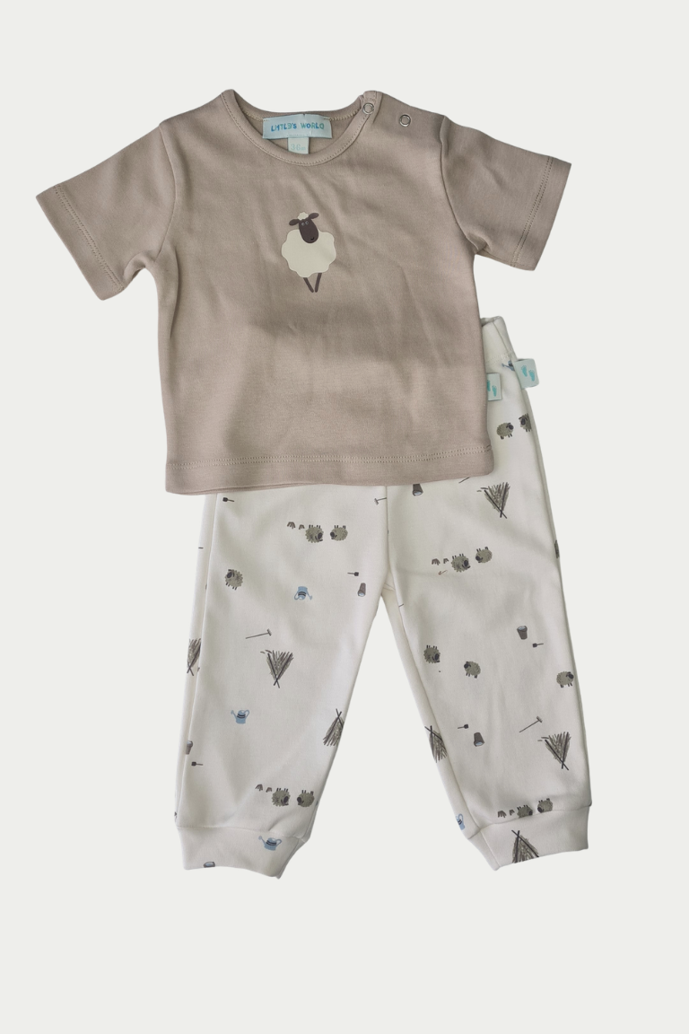 4 'li Pijama Takımı| Little's World Minik Kuzu ve Fildişi Latte