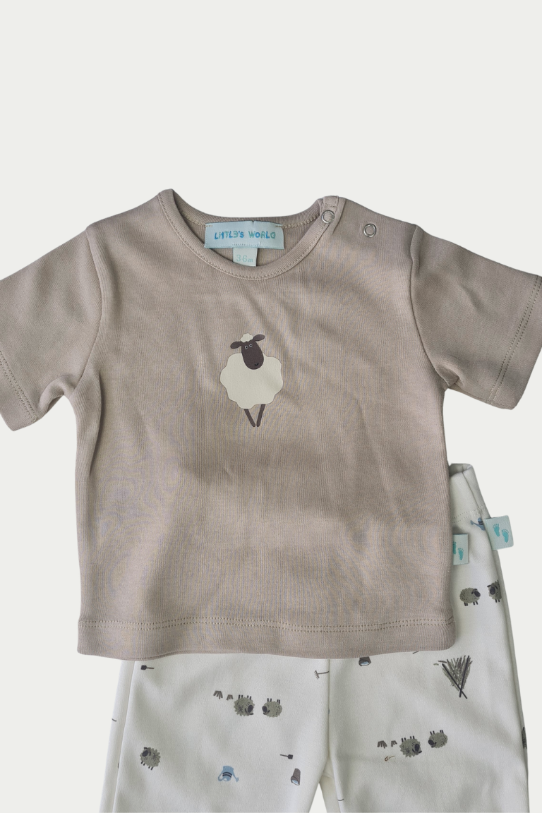 4 'li Pijama Takımı| Little's World Minik Kuzu ve Fildişi Latte