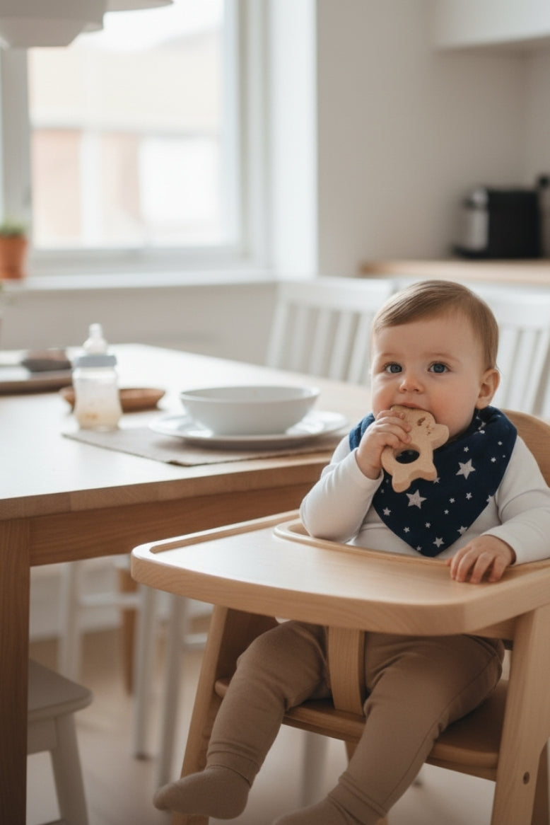 Premium Su Geçirmez Bandana Önlük | Cilt Dostu Penye & YKK Çıtçıt (Lacivert yıldız)