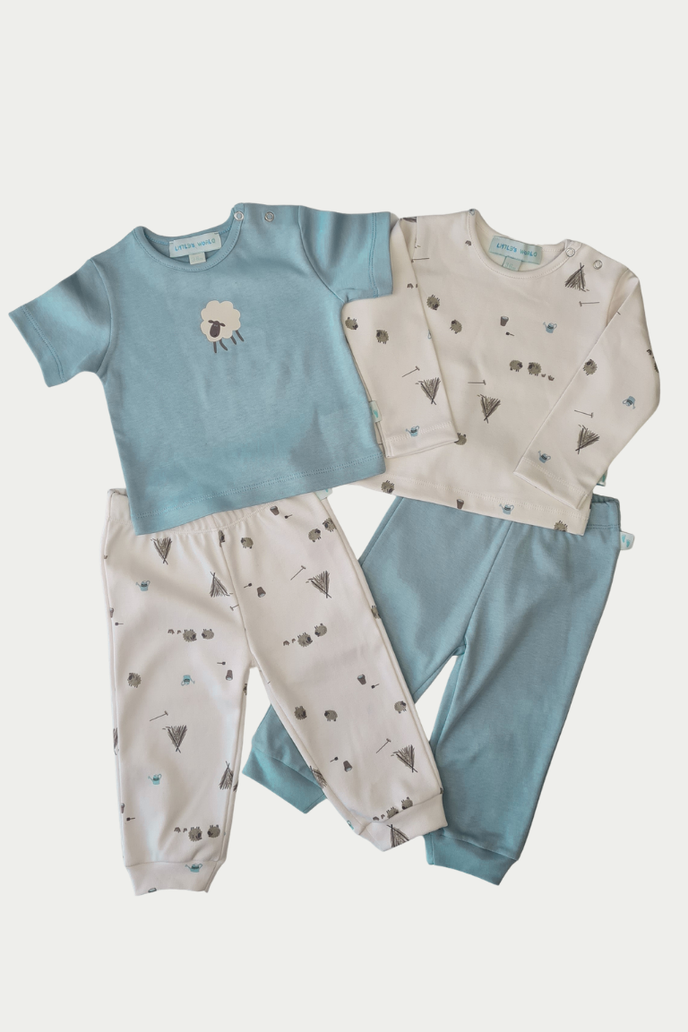 4 'li Pijama Takımı| Little's World Minik Kuzu ve Göl Mavisi