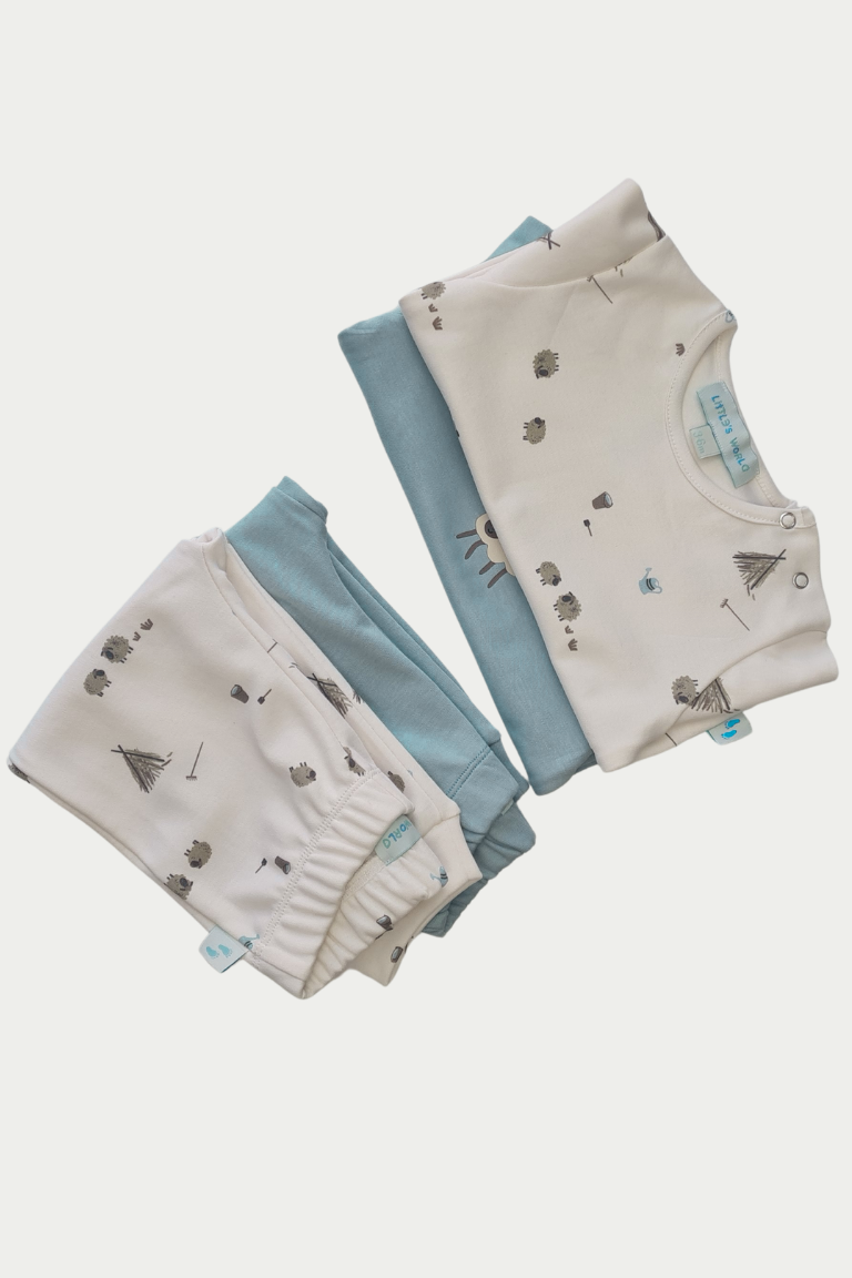 4 'li Pijama Takımı| Little's World Minik Kuzu ve Göl Mavisi