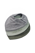 3'lü  Premium Su Geçirmez Bandana Önlük Set | Cilt Dostu Penye & YKK Çıtçıt Little's World Nakışlı Gey Melanje,Mint,Haki