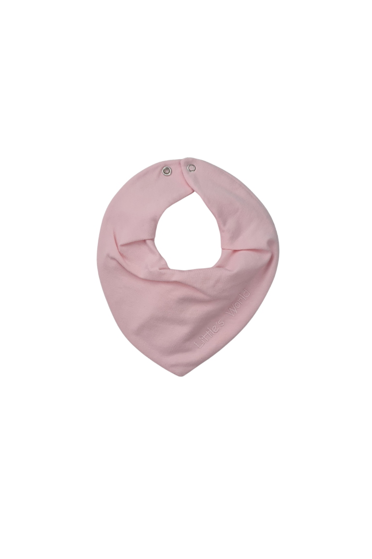 3'lü  Premium Su Geçirmez Bandana Önlük Set | Cilt Dostu Penye & YKK Çıtçıt Little's World Nakışlı Pembe ,Gri, Mavi