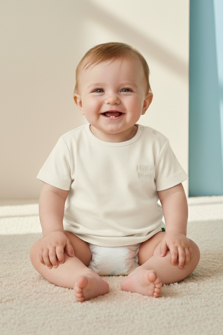 İkili Bebek Kirpi Tişört Takımı Ekru - Pamuklu 0-24 Ay | Little's World