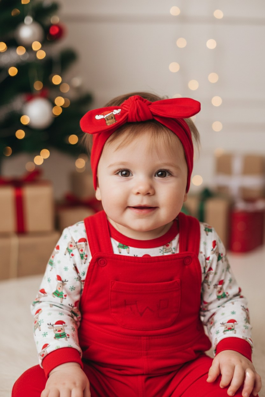 Anne–Kız Lastikli Bandana | Penye Kumaş Little's World Kırmızı