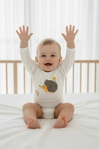 İkili Bebek Kirpi Tişört Takımı Ekru - Pamuklu 0-24 Ay | Little's World