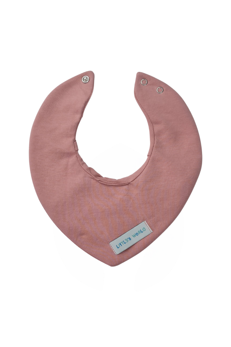 3'lü  Premium Su Geçirmez Bandana Önlük Set | Cilt Dostu Penye & YKK Çıtçıt Little's World Nakışlı Yellow,Dusty Pink,Bordo