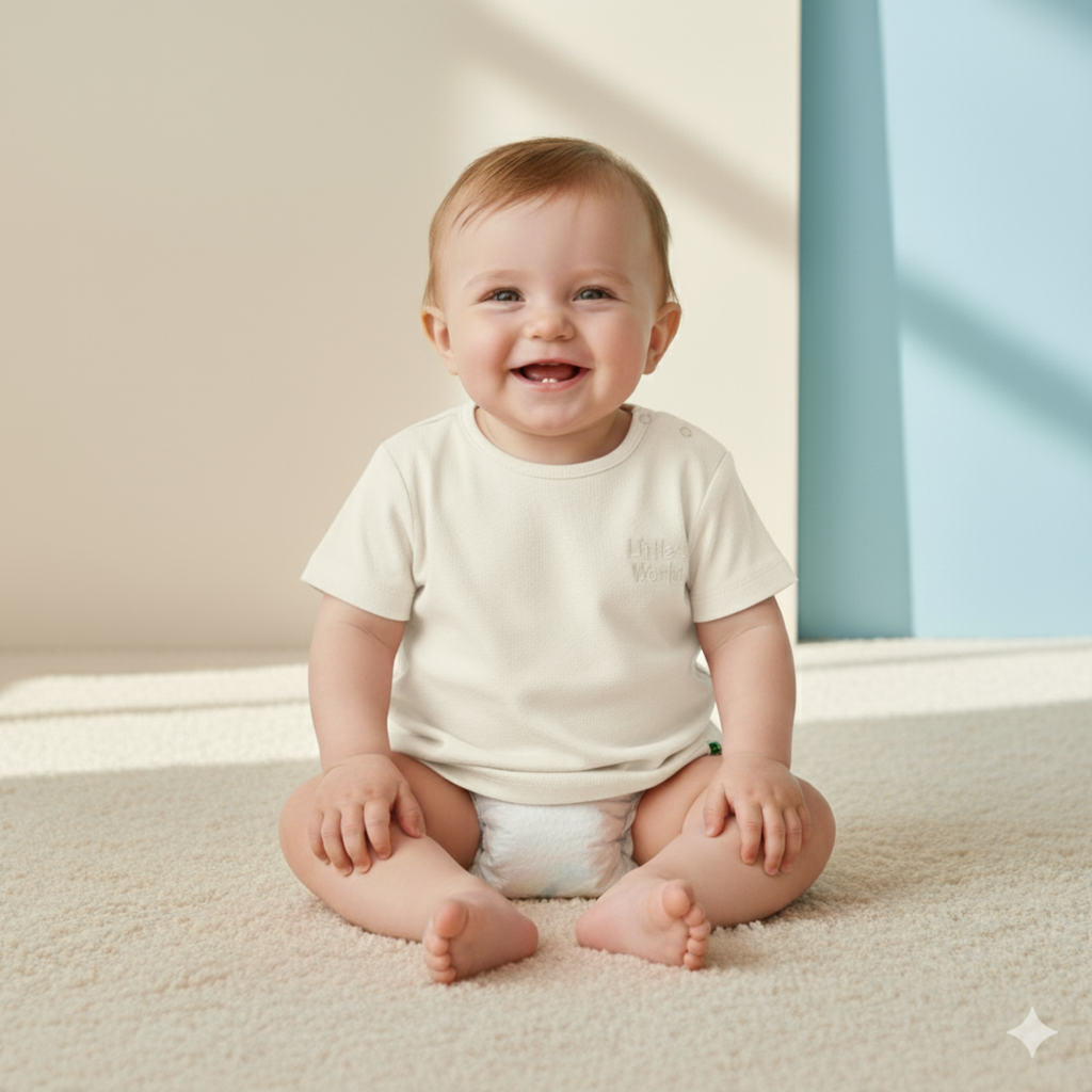 İkili Bebek Kirpi Tişört Takımı Ekru - Pamuklu 0-24 Ay | Little's World