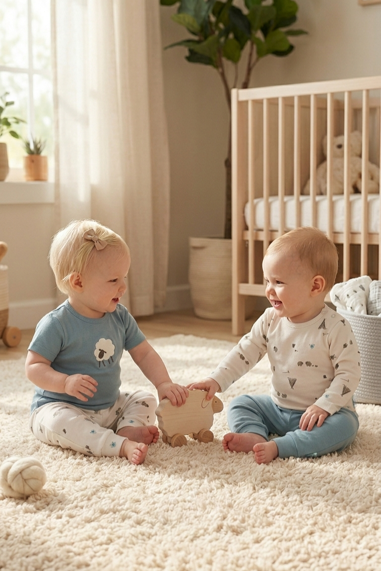 4 'li Pijama Takımı| Little's World Minik Kuzu ve Göl Mavisi