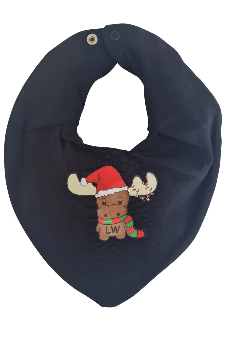 Premium Su Geçirmez Bandana Önlük | Cilt Dostu Penye & YKK Çıtçıt  (yılbaşı siyah)