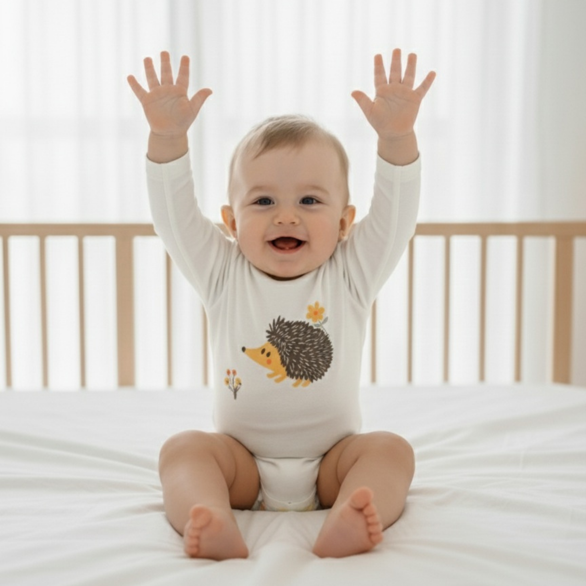 İkili Bebek Kirpi Tişört Takımı Ekru - Pamuklu 0-24 Ay | Little's World