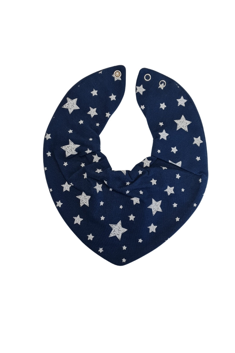 Premium Su Geçirmez Bandana Önlük | Cilt Dostu Penye & YKK Çıtçıt (Lacivert yıldız)