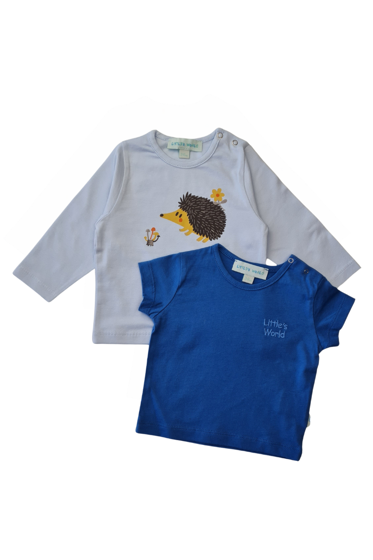 İkili Bebek Kirpi Tişört Takımı Mavi - Pamuklu 0-24 Ay | Little's World