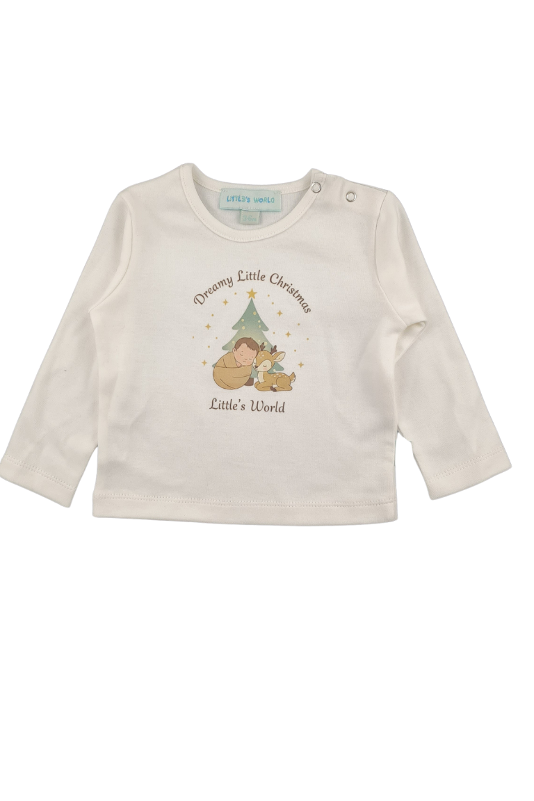 Pamuklu ekru bebek alt üst takım - detay görünümü