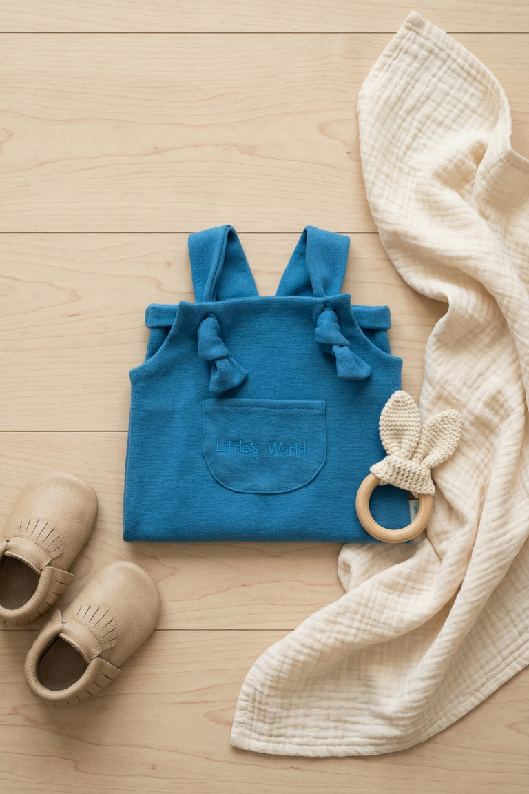 İlikli Bebek Salopet Mavi-  Little's World