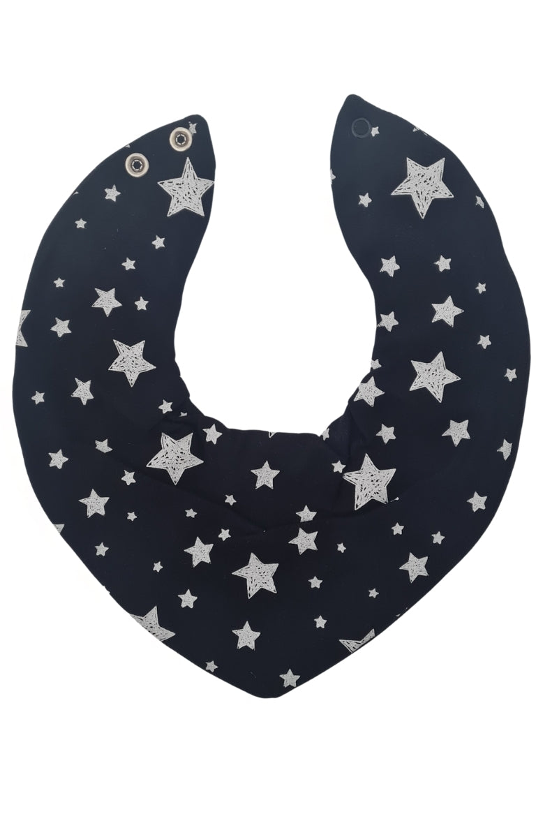 Premium Su Geçirmez Bandana Önlük | Cilt Dostu Penye & YKK Çıtçıt (siyah yıldız)