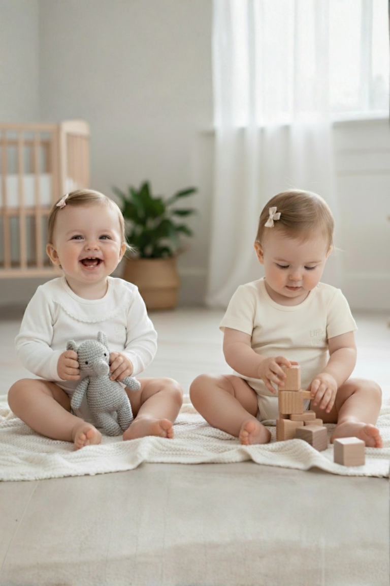 İkili Bebek Body Tişört Takımı Ekru - Pamuklu 0-24 Ay | Little's World