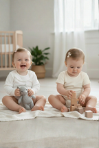 İkili Bebek Body Tişört Takımı Ekru - Pamuklu 0-24 Ay | Little's World