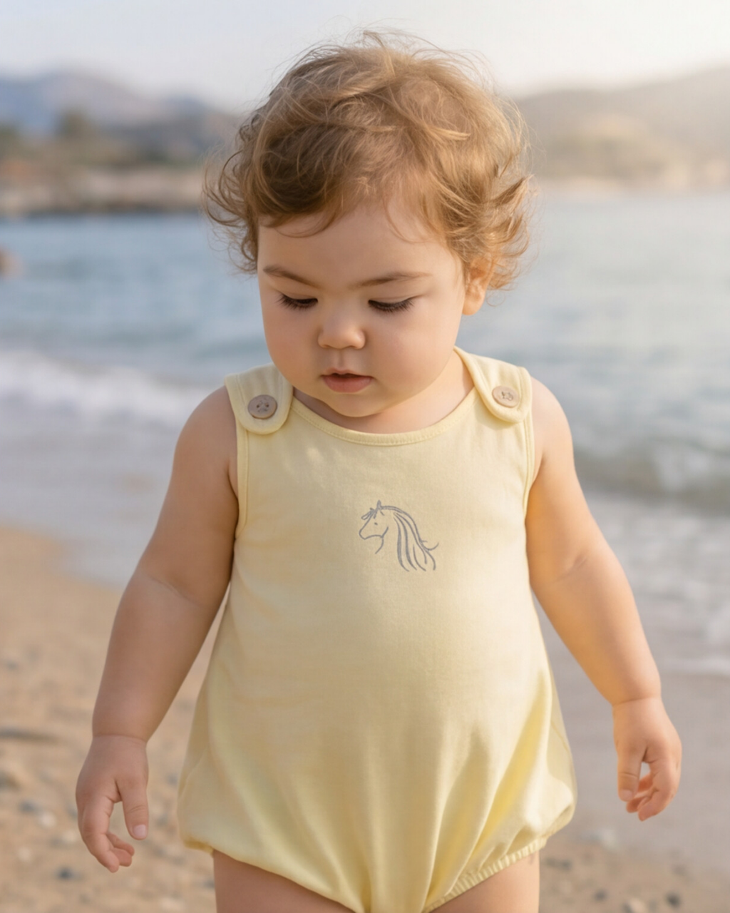 Askılı Yazlık Bebek Tulum Garden Glade Ruh Atı Baskılı