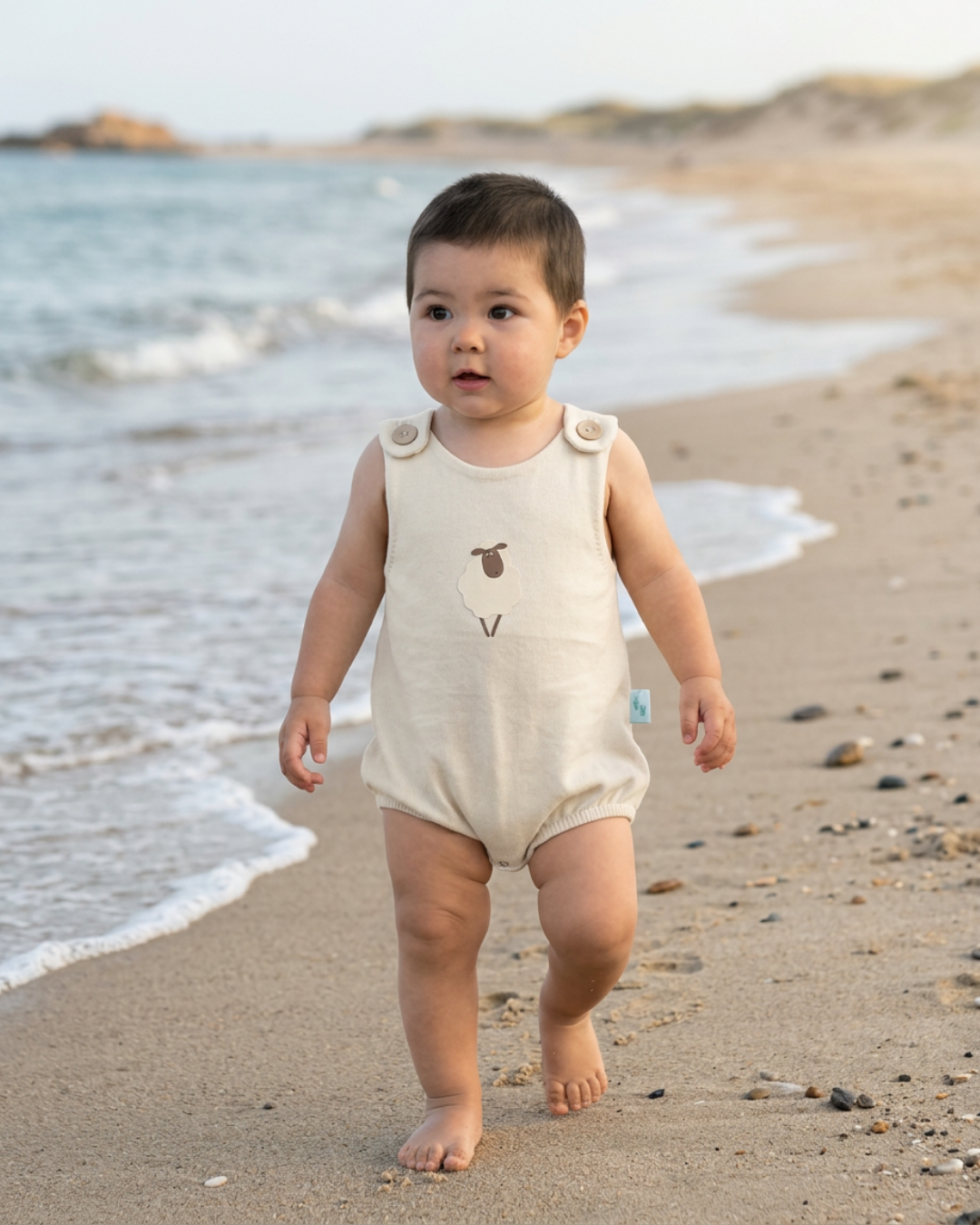 Askılı Yazlık Bebek Tulum Silver Birch Minik Kuzu Baskılı